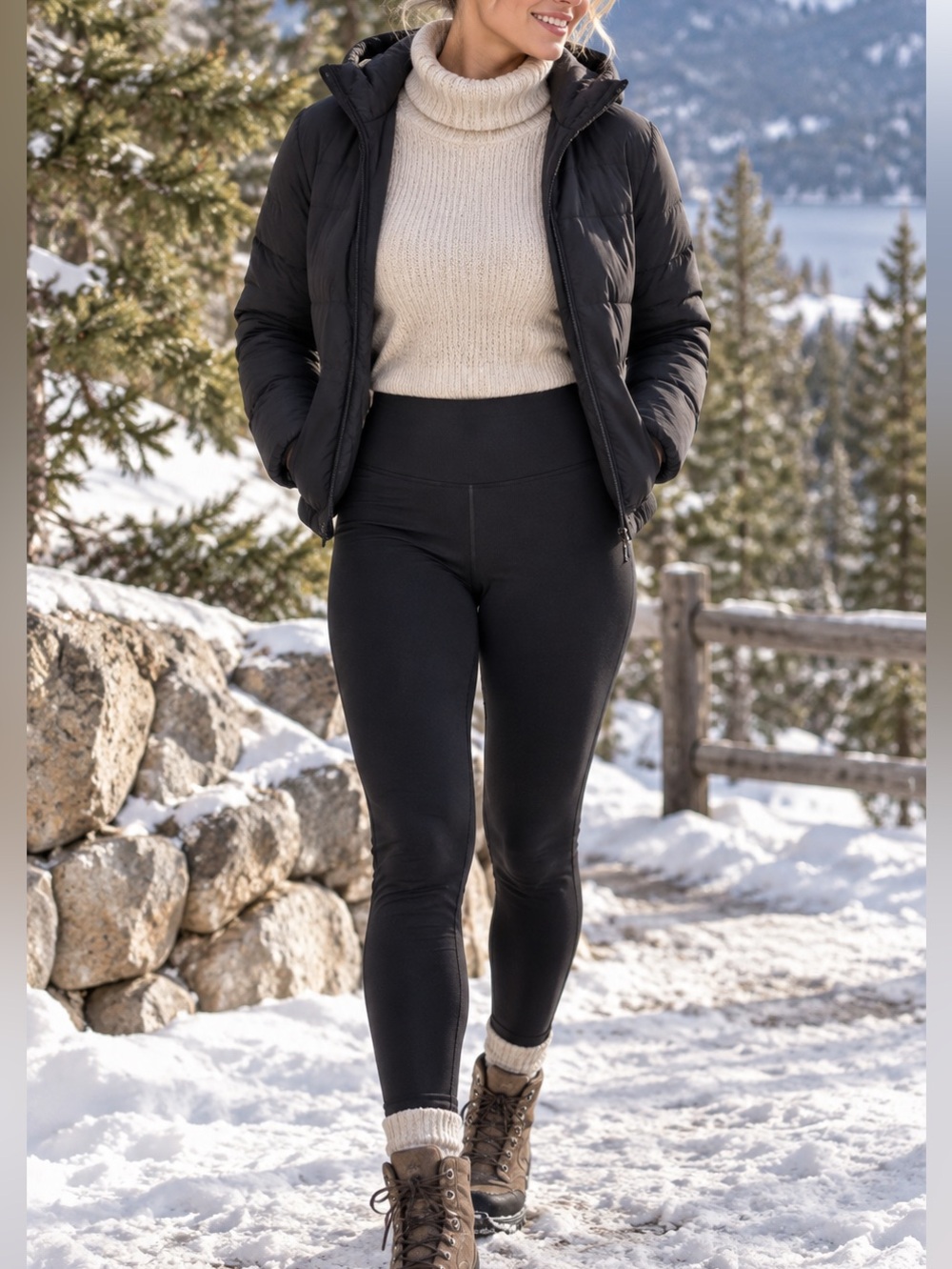 Athleta Altitude Polartec Power Stretch Fleece Lined Tights Large Tall